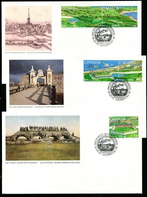 CANADA 1995, HERITAGE, FORTRESS OF LOUISBURG, Sc 1547-1551, 3 F.D.C.'s in FOLDER - Image 1 of 2