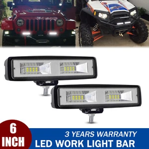 2X 6inch LED Work Strip Light Bar Flood Pods Fog Lamp Offroad Driving Truck 4WD - Picture 1 of 21