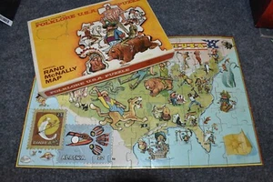 Vintage Folklore USA Puzzle Rand McNally MAP U.S.A #520 Folk Americana COMPLETE - Picture 1 of 9