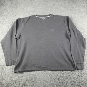 Lacoste Mens L Gray Thermal Long Sleeve Shirt Sleepwear Lounge Pajama Top - Picture 1 of 7