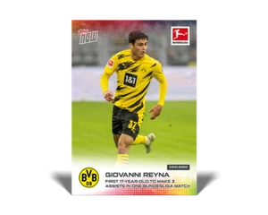 2020 TOPPS NOW BUNDESLIGA #21 GIOVANNI REYNA 1ST 17 YEAR OLD WITH 3 ASSISTS - Picture 1 of 2