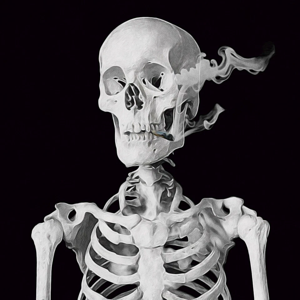 IMPRESIÓN ARTÍSTICA ESQUELETO 8,5”x11” DECORACIÓN HALLOWEEN MATE Foto 1 de 1