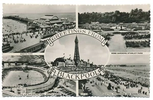 Postal multiview de Blackpool Lancashire Inglaterra Reino Unido RP RPPC 1960 - Imagen 1 de 2