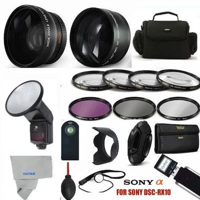 PRO FLASH + WIDE ANGLE LENS + TELEPHOTO ZOOM LENS PRO KIT FOR SONY DSC-RX10III - Image 1 of 4