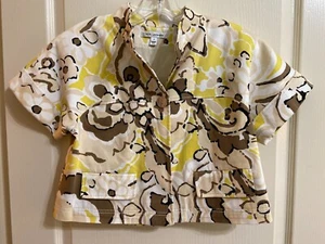 St John Yellow Brown  short Sleeve Jacket Top Size 4 - Picture 1 of 3