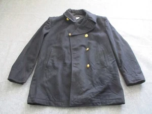 US Navy Coat Mens 44 R Black Pea Coat Wool Jacket USN 8405-01-154-5797 - Picture 1 of 8