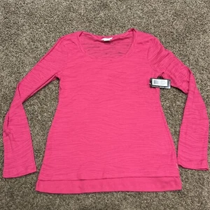 Jockey Women’s L Pink Burnout Layer Shirt Long Sleeve NWT B18 - Picture 1 of 4