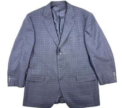 Abrigo deportivo Luigi Bianchi Mantova para hombre talla 44R lana cachemir azul a cuadros Italia Foto 1 de 4