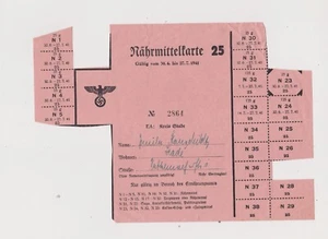 Nährmittelkarte aus 1941, Stadt Stade, - Bild 1 von 1