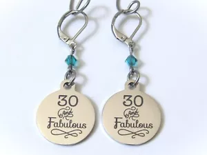 30 y Fabulosos Pendientes con Piedra Natal, Regalo para Cumpleaños, 30 Cumpleaños, 30 - Imagen 1 de 3