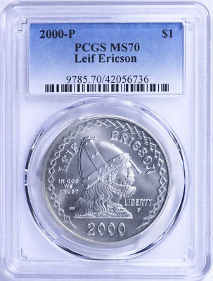 2000-P Leif Ericson Silver Dollar Commemorative - PCGS MS-70 - Mint State 70 - Image 1 of 4
