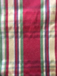 Silk? Red Purple Green Plaid Fabric Tablecloth Topper BEAUTIFUL 68" X 54" Custom - Picture 1 of 6