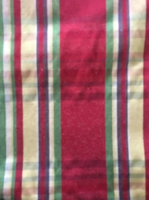 Silk? Red Purple Green Plaid Fabric Tablecloth Topper BEAUTIFUL 68" X 54" Custom - Image 1 of 4