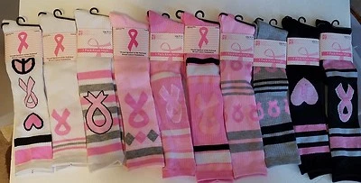 Calcetín hasta la rodilla para cáncer de mama talla 9-11 nuevo con etiquetas varios colores 1 par Foto 1 de 3