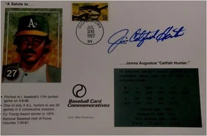 Jim Catfish Hunter Signed Autographed 6x9 1st Day issue stamp Oakland A's COA - Picture 1 of 1