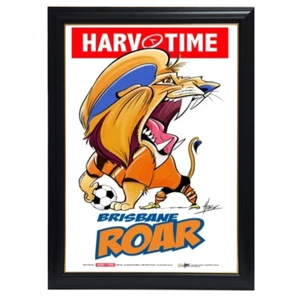 Brisbane Roar, a-league Mascot Harv Time Print Framed - Picture 1 of 1