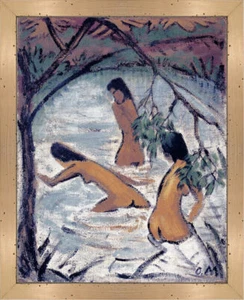 Drei Badende im Wasser um 1913 Akt Expressionismus Otto Mueller A3 Natur 19 - Bild 1 von 1