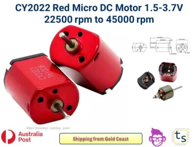 CY2022 Red Micro DC Motor 1.5-3.7V 21000 rpm to 47900 rpm Carbon brushes - image 1 of 3