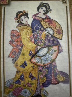 Design Works Counted Cross Stitch Kit”GEISHA PAIR “Model 2430 12x18" NIP SEALED - Image 1 of 4