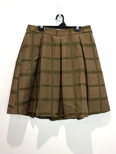 Hi There Karen Walker Womens Skirt 12 Brown Green Tartan Check Pleat Grunge Rock - Foto 1 di 9