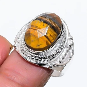 Natural Tiger Eye Gemstone 925 Sterling Silver Jewelry All Size Ring For Gift - Picture 1 of 1