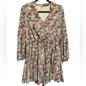 Vestido Entro Chifón Estampado Floral Manga Larga Talla Mediana - Imagen 1 de 4