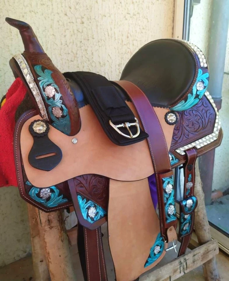 Sillín de cuero Western Barrel para niños y jóvenes, sillín para niños: 10 a 13 pulgadas Foto 1 de 4