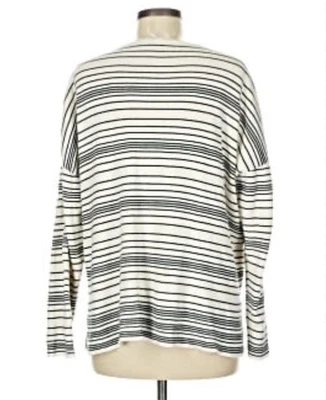 Suéter Eileen Fisher Algodón Orgánico XL Negro/Blanco Rayas Alto-Lo Top De Gran Tamaño Foto 1 de 4