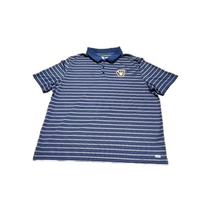 Polo TX3 Cool uomo 3XL blu a righe Milwaukee Brewers MLB baseball nuova con etichette - Foto 1 di 20