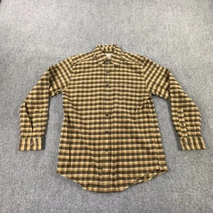 LL Bean Shirt Mens Small Brown Yellow Plaid Button Down Flannel Outdoors - Picture 1 of 9