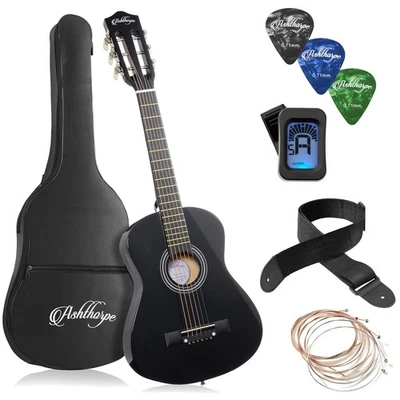 Lightweight 30-Inch Acoustic Guitar for Beginners - Complete Black Kit Included - Image 1 of 4
