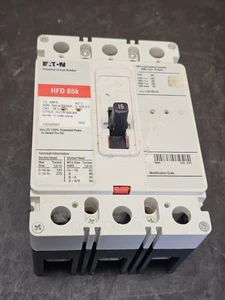 EATON HFD3015 15A CIRCUIT BREAKER, 3P, 600V - Picture 1 of 6
