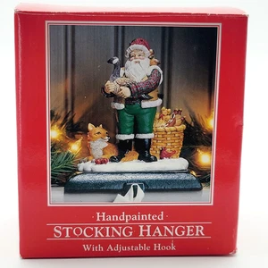 Potpourri 1996 Christmas Stocking Hanger Holder Santa Goose Fox Vintage Holiday - Picture 1 of 12