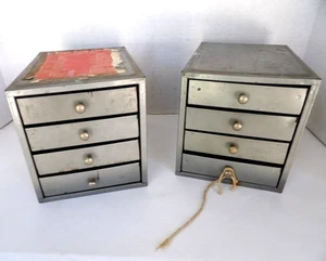2 Vtg 4D KENNEDY 4 Drawer Metal Parts Tool Organizer Storage Cabinet Box - Picture 1 of 13