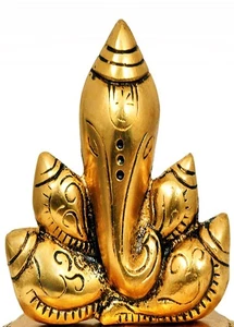 QT Shankh Ganesha Face Wall Sculpture 7.5 IN Four Shankhs Shape - Handmade In... - Picture 1 of 3
