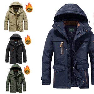 Winter Men's Parkas Cotton-padded Jacket Extra Warmth Medium Long Multi-pocket  - Picture 1 of 18