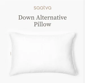 SAATVA Pillows DOWN ALTERNATIVE Queen ORGANIC COTTON Microdenier Fibers Standard - Picture 1 of 5