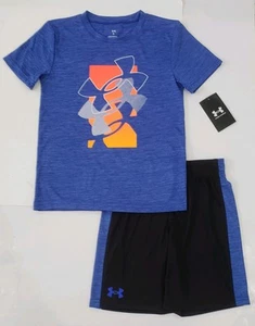 Camicia e pantaloncino ragazzo taglia 7 nike Under Armour set 2 pezzi blu arancione nero: nuovo con etichette - Foto 1 di 4