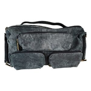 INDIGO by CLARKS womens Distressed Gray Purse HOBO LEATHER handbag  L Large