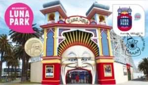 2022 Great Aussie Coin Hunt - Luna Park - $1 Coin PNC - Stamp & Coin Cover - Bild 1 von 2