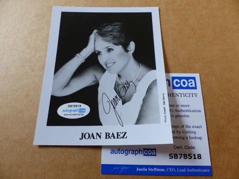 JOAN BAEZ signed Autograph 4x5 Autographed Photo  ACOA  COA Cover