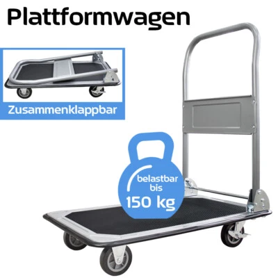 Transportwagen Rollwagen Plattformwagen Klappbar 150kg Bremse Hilfe Trucky - Bild 1 von 4