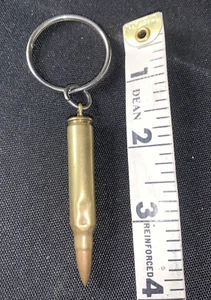 4" Real Bullet Keychain .223 Rem Brass w/ Gold With Silver Ring Dent On One Side - Picture 1 of 6