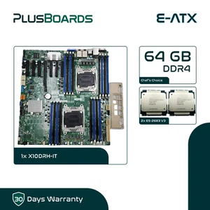 Placa madre Supermicro X10DRH-iT Dual LGA 2011-3 E-ATX con 2x E5-2683 V3 64 GB de RAM - Imagen 1 de 8