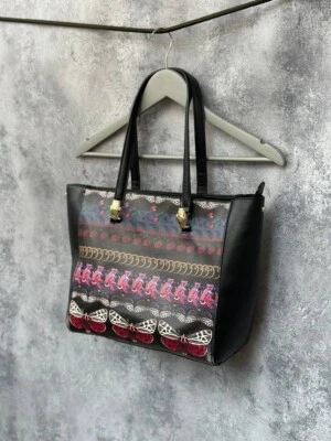 Roberto Cavalli Croc-Embossed Leather Tote Bag Animal Print - Image 1 of 4