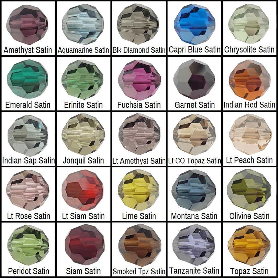 Cuentas redondas de satén de cristal Swarovski 5000 *Tú eliges el tamaño y el color* Foto 1 de 1