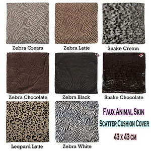 Animal Skin Faux Fur Cushion Cover 43cm x 43cm - ZEBRA, SNAKE - Picture 1 of 9