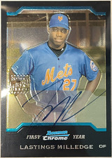2004 BOWMAN CHROME #343 LASTINGS MILLEDGE AUTO RC *TOP PROSPECT* NEW YORK METS
