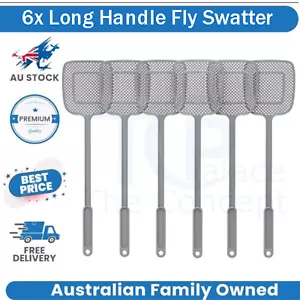 Heavy Duty Long Handle Fly Swatter, Gray, 6 Pack Fast & Free Shipping AU - Picture 1 of 7