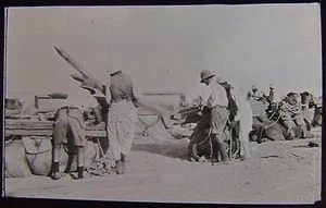 Glass Magic Lantern Slide LOADING CAMELS SHUSHA DATED 1916 WW1 PHOTO - Picture 1 of 2
